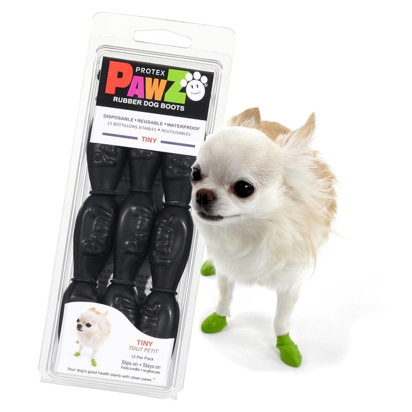 Гумове взуття-шкарпетки для собак PawZ Чорний 12шт Tiny (1.5-2.5см)