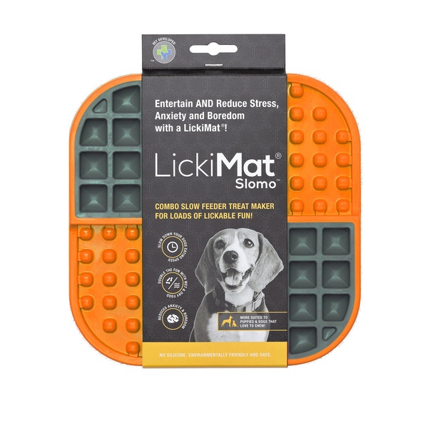 Килимок антистрес для вилизування для собак LickiMat Slomo Orange, комбінований із функцією слоуфідера