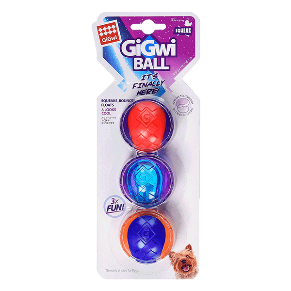 Іграшка для собак GiGwi Ball три м'ячі з пищалкою, гума, 5см