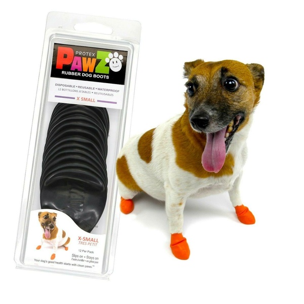 Резиновая обувь-носки для собак PAWZ Черный 12шт размер XS (3.1-5.1см)