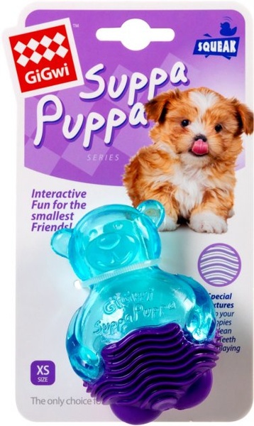 Іграшка для собак GiGwi Ведмедик із пискавкою Suppa Puppa 9 см