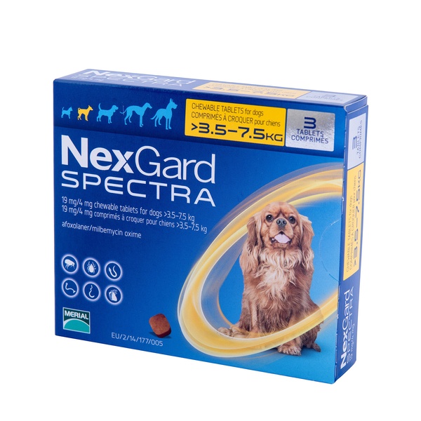 Таблетка Нексгард Спектра S від бліх і кліщів для собак вагою 3.5-7.5кг 1шт