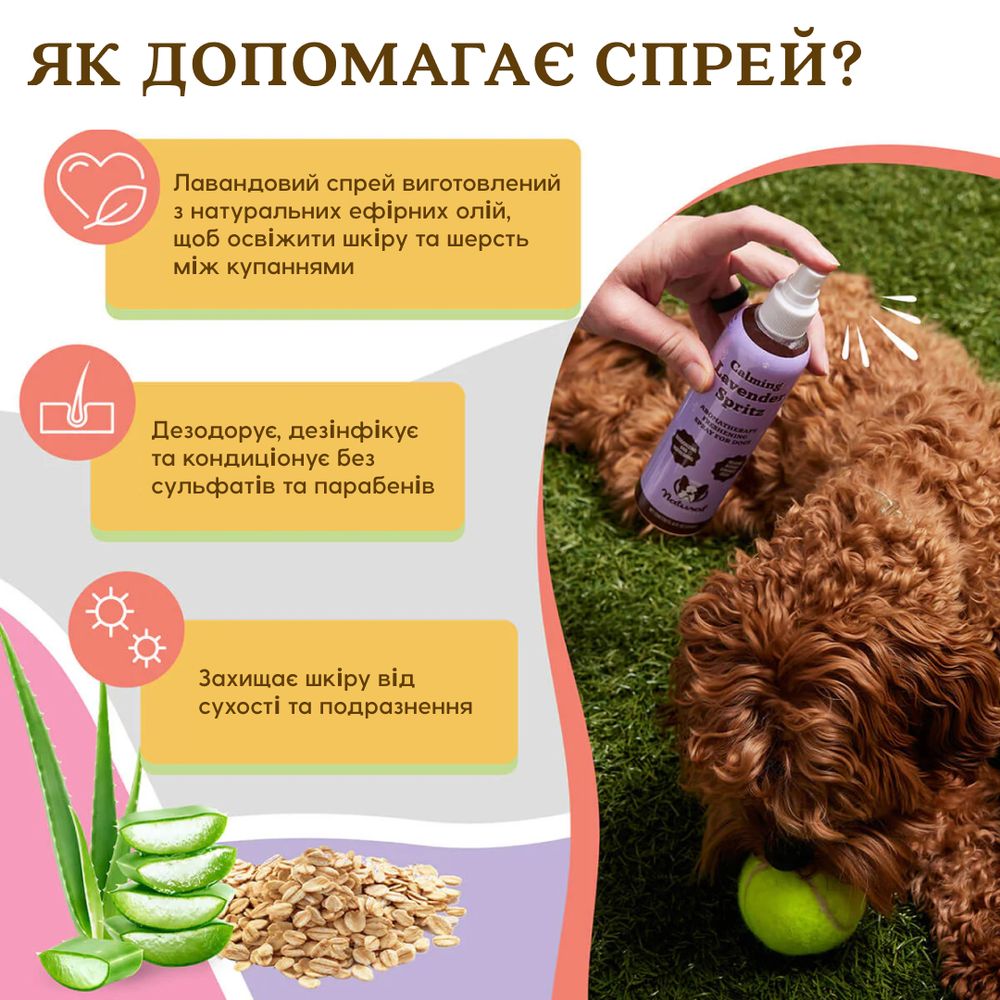 Спрей-кондиционер для расчесывания и ухода за шерстью Calming Lavender Spritz Natural Dog Company 235 мл