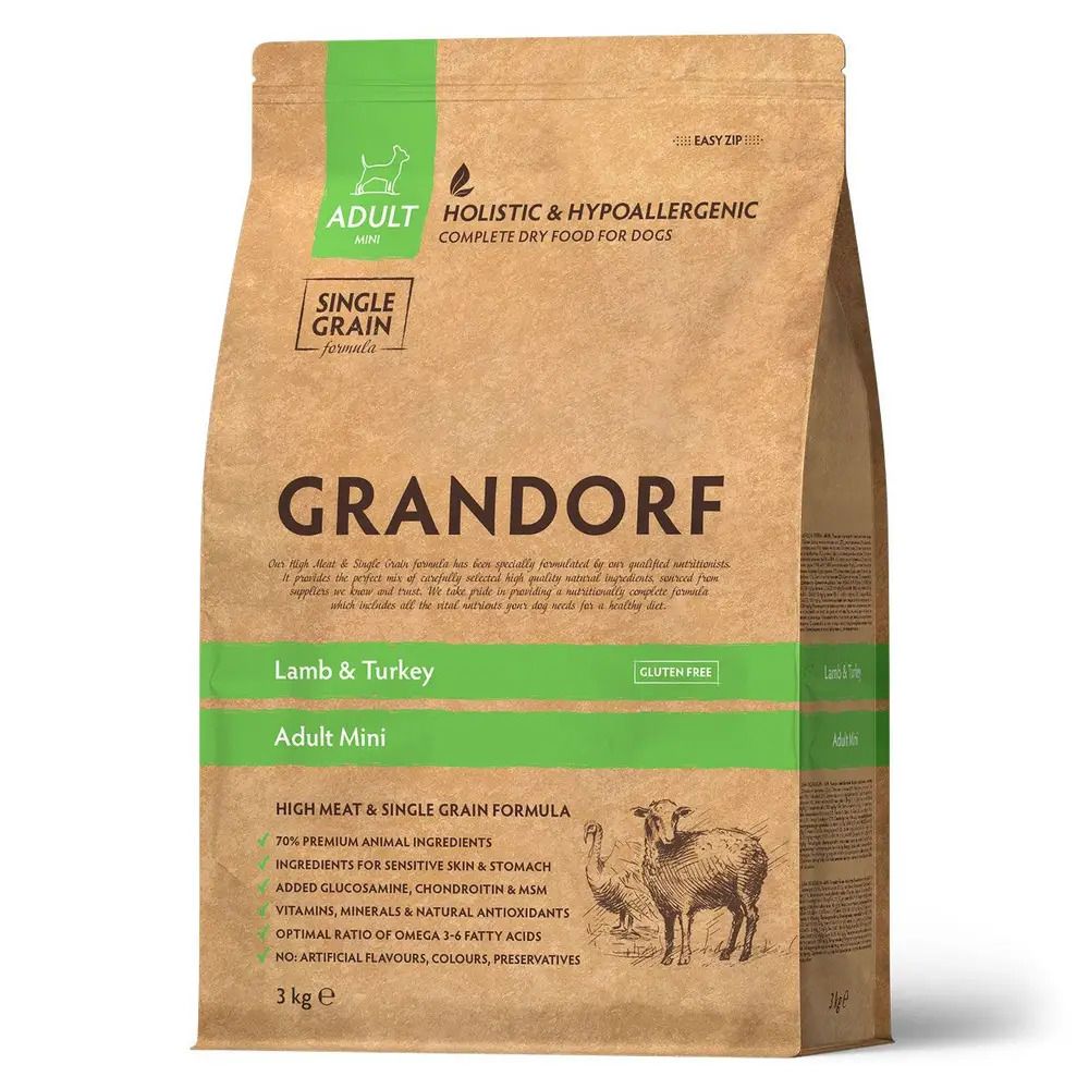 Grandorf Мини - Сухой комплексный корм для взрослых собак мелких пород с ягненком и рисом 1кг