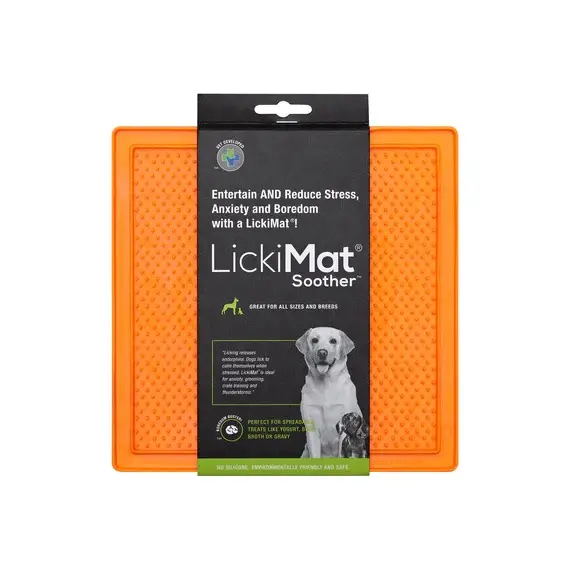Килимок антистрес для вилизування для собак LickiMat Soother Orange мʼяка основа