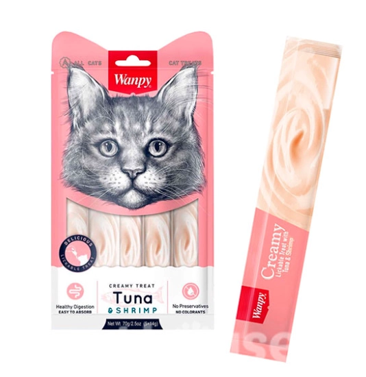 Wanpy Creamy Treat Tuna & Shrimp Ласощі для котів з тунцем та креветками, 70г