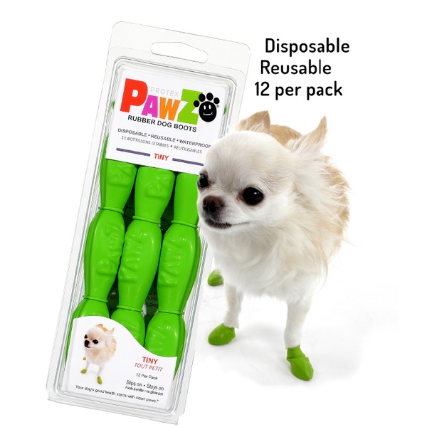 Резиновая обувь-носки для собак PawZ Зеленый 12шт Tiny (1.5-2.5см)