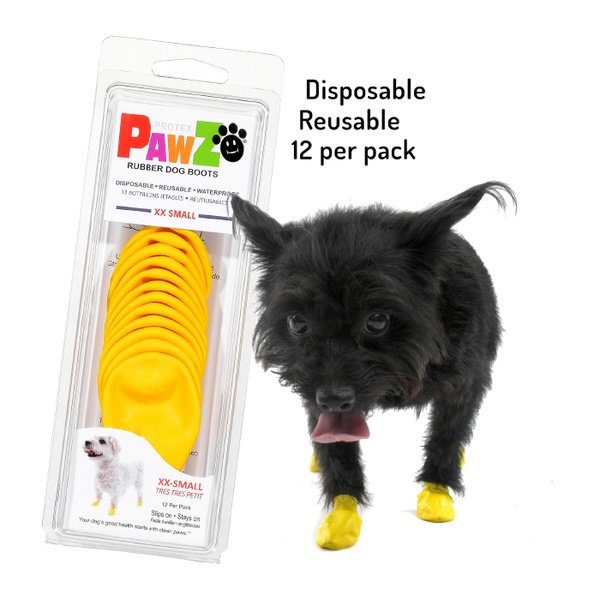 Гумове взуття-шкарпетки для собак PAWZ Жовтий 12шт розмір XXS (2.5-3.8см)