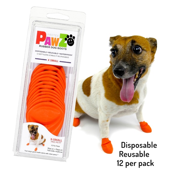 Резиновая обувь-носки для собак PAWZ Оранжевый 12шт размер XS (3.1-5.1см)