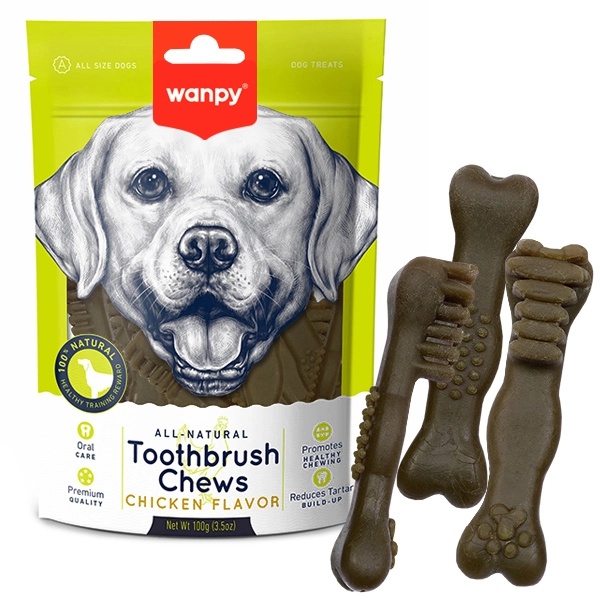 Wanpy Toothbrush Chews Chicken - Ванпі зубна щітка жувальні ласощі зі смаком курки для собак