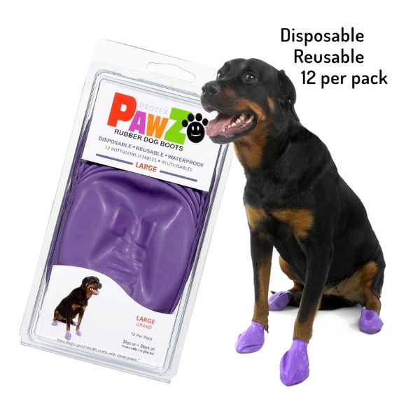 Гумове взуття-шкарпетки для собак PAWZ Фіолетовий 12шт розмір L (7.6-10.1см)