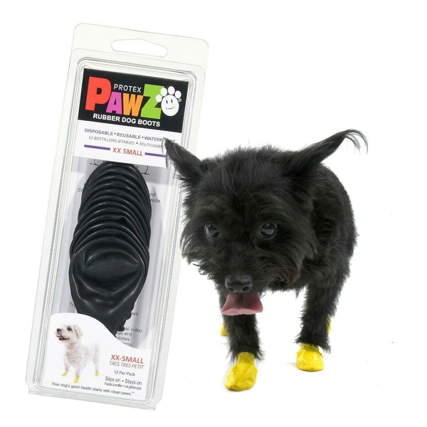 Гумове взуття-шкарпетки для собак PAWZ Чорний 12шт розмір XXS (2.5-3.8см)
